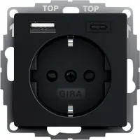 Gira System 55 Doppel Usb Wandsteckdose Mit Erdung Schwarz - 2459005