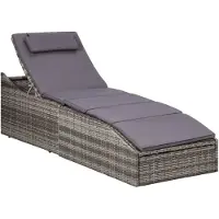 Syfax Sonnenliege mit Auflage Poly Rattan Grau