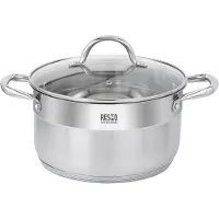 Resto Kochtopf KITCHENWARE "Rigel, Topf energiesparend und spülmaschinenfest", silber (silberfarben), H:13,5cm L:35cm Ø:24cm, Töpfe, Kochtopf, mit hitzebeständigem Glasdeckel, im Geschenkkarton
