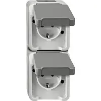 Merten SCHUKO-Doppel-Steckdose lichtgrau MEG2329-8029