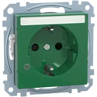 Merten MEG2303-0304 SCHUKO-Steckdose, Sonderstromkreis, Kontrolllicht, Schriftfeld, Berührungsschutz, Steckklemmen, SV, grün, System M MEG23030304