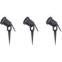 LINDBY Erdspießstrahler Nielas, 3er Set, anthrazit, Stecker