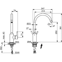 Hansa HANSAVANTIS Küchenarmatur, Niederdruck, Ausladung 247mm, schwenkbarer Auslauf, chrom, 52211167