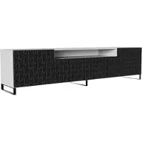 MargaretHadas24 TV-Schrank Cali III Fernsehschrank TV-Lowboard 200 cm Fronten gefräst wie ein Kaleidoskop modernes Design dreitürig Wohnzimmer (Farbe: weiß, schwarz)
