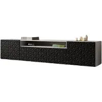 MargaretHadas24 TV-Schrank Cali Fernsehschrank TV-Lowboard 200 cm Fronten gefräst wie ein Kaleidoskop modernes Design dreitürig Wandmontage (Farbe: weiß, schwarz)