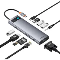 Baseus StarJoy, USB Typ-C, 3.5mm, HDMI, RJ-45, USB 2.0 Type-A, USB 3.0, USB Typ-C, VGA, MicroSD (TransFlash), SD, 5000 Mbit/s, 60 Hz, 1920 x 1080 (HD 1080), 3840 x 2160
