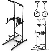 Zipro Uplift Klimmzugstange - Kraftturm Dip Station Power Tower Trainingsstation Multifunktional Klimmzugständer Homegym Bauchtrainer Expander