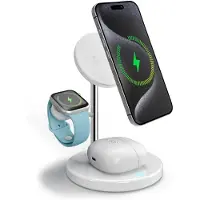 SBS Kabellose Qi2 3x1-Ladestation für iPhone 16/15/14/13/12, Android-Smartphones, Apple Watch und kabellose Ohrhörer