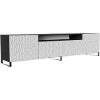 MargaretHadas24 TV-Schrank Cali III Fernsehschrank TV-Lowboard 200 cm Fronten gefräst wie ein Kaleidoskop modernes Design dreitürig Wohnzimmer (Farbe: schwarz, weiß)