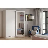 Masseno Schiebetürenschrank LISSIO 120/205/60cm 2-türig mit Spiegel Weiß