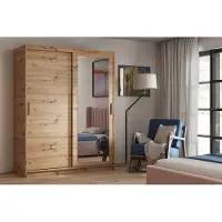 Masseno Schiebetürenschrank LISSIO 180/205/60cm 2-türig mit Spiegel Eiche Artisan