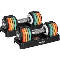Rebel RBA-2334 Set mit automatisch verstellbaren Gusseisenhanteln, 2 x 5 kg