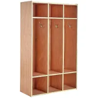 Vevor 3-Section Kids Coat Locker, Wooden Toddler Cubby Storage Organizer with 6 Hooks & Non-Slip Mat, Modern Kid Coat Cubbies with 6 Small Open Storage Boxes for Home, Kindergarten, Daycare, Natural