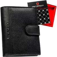 Peterson Herren Leder Geldbörse PTN N4L-DOT-9547 Schwarz