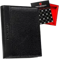 Peterson Herren Leder Geldbörse PTN N4-DOT-9554 Schwarz