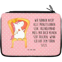 Mr. & Mrs. Panda Federtasche Einhorn Prinzessin - Rot Pastell - Geschenk, Geburtstagsgeschenk, Federmappe, Geburtstag, Monat, Mäppchen, Unicorn, Etui für Stifte