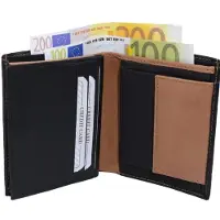 Impex Geldbörse Nappa-Leder Kombibörse schwarz/tan