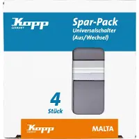 Kopp Universalschalter 4er Set, Aus- und Wechselschalter, Silber-Anthrazit
