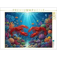 CALVENDO Puzzle: Zwei Hummer inmitten bunter Korallen im Meer | 1000 Teile, fertige Größe: 64 x 48 cm | Fotopuzzle für entspannte Stunden