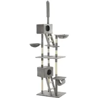 StarTech.com Katzenbaum - Kratzbaum für große Katzen - Höhenverstellbar 230–260 cm - 3 Ebenen - Sisal Kratzsäulen - Stoffbezug - Armeegrün