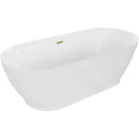 Mexen Roxy freistehende Badewanne 180 x 85 cm, weiß, mit gebürstetem goldenen Overflow - 51201808500-55