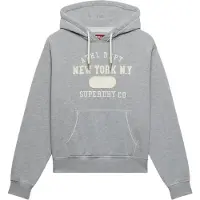Superdry für Damen. W2012713A Graues Applique-Crop-Hoodie (XL), Lässig, Baumwolle
