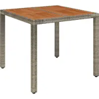 Syfax Gartentisch mit Holzplatte Grau 90x90x75 cm Poly Rattan