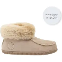 Vanuba Peppin Lammfell Hausschuhe Damen Schuhe - Badelatschen Damen Hausschuhe - Leder Wolle Pantoffeln Damen - Bequeme Schuhe Damen Lammfell-Hausschuhe - 38 EU Leder Beige Beige