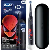 Oral-B iO Kids 6+ Spiderman Elektrische Zahnbürste inkl. 1 Aufsteckbürste, 1 Reise-Etui, Kind, Rotierende Zahnbürste, Tägliche Pflege, Sensibel, Super sensitive, Schwarz, 2 min, Schwarz