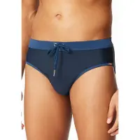Schiesser Badehose "Ocean Swim", Herren, Gr. 9, N-Gr, blau (804, blau), Gewirkt, Obermaterial: 82% Polyamid, 18% Elasthan, Badehosen Badehose, kontrastfarbener Bund mit Kordel