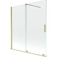 Mexen Velar Duschwand 2-flügelig verschiebbar 150 x 150 cm, transparent, gold gebürstet - 896-150-000-01-55