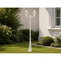 Meine Wunschleuchte LED Straßenlaterne 2-flammig aus Aluminium Weiß 220cm zur Garten Wegbeleuchtung