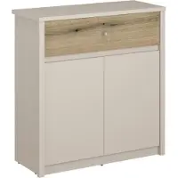 Kondela Zweitürige Kommode mit Schublade Karos 2D1S - Kaschmir / Eiche Evoke