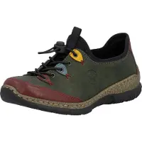 Rieker Slip-On Sneaker , Damen, Gr. 39, Textil, grün (grün, kombiniert), Lederimitat, Schuhe Slip-On Sneaker, Slipper, Schlupfschuh mit sportlichem Schnellverschluß