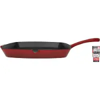 Elo Grillpfanne "Gusseisen Pfanne Ø 28 cm", rot, B:32,2cm H:7,5cm L:48cm Ø:28cm, Pfannen, Grillpfanne, Außen emailliert