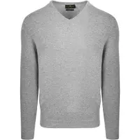 Steppin' Out Pullover V-Ausschnitt Merinowolle Mittelgrau