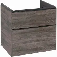Villeroy & Boch Subway 3.0 Waschbeckenunterschrank, LED-Beleuchtung, 2 Auszüge, 622x576x478mm, C576L1RK, Farbe: Front/Korpus: Stone Oak, Griff: Volcano Black