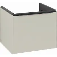 Villeroy & Boch Subway 3.0 Waschbeckenunterschrank, LED-Beleuchtung, 1 Auszug, 523x429x448mm, C579L1VN, Farbe: Front/Korpus: Cashmere Grey, Griff: Volcano Black