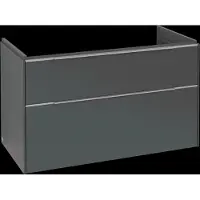 Villeroy & Boch Subway 3.0 Waschbeckenunterschrank, LED-Beleuchtung, 2 Auszüge, 973x576x478mm, C570L0VR, Farbe: Front/Korpus: Graphite, Griff: Aluminium glänzend