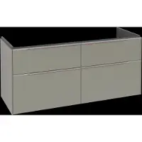Villeroy & Boch Subway 3.0 Waschbeckenunterschrank, 4 Auszüge, Waschbecken mittig, 1272x576x478mm, C60200VM, Farbe: Front/Korpus: Taupe, Griff: Aluminium glänzend