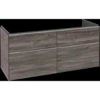 Villeroy & Boch Subway 3.0 Waschbeckenunterschrank, LED-Beleuchtung, 4 Auszüge, Waschbecken mittig, 1272x576x478mm, C602L0RK, Farbe: Front/Korpus: Stone Oak, Griff: Aluminium glänzend
