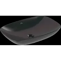 Villeroy & Boch Loop & Friends Aufsatzwaschbecken, rechteckig, 620x420x120mm, ohne Überlauf, ohne Hahnloch, 4A5001R7, Farbe: Pure Black CeramicPlus