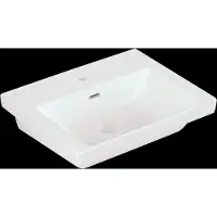 Villeroy & Boch Subway 3.0 Waschbecken, rechteck, 1 Hahnloch, mit Überlauf, für 3-Loch Armatur geeignet, 550x440mm, 4A7055RW, Farbe: Stone White CeramicPlus
