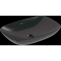 Villeroy & Boch Loop & Friends Aufsatzwaschbecken, rechteckig, 620x420x120mm, mit Überlauf, ohne Hahnloch, 4A5000R7, Farbe: Pure Black CeramicPlus