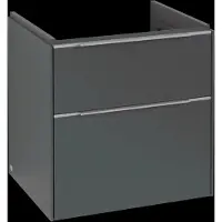 Villeroy & Boch Subway 3.0 Waschbeckenunterschrank, LED-Beleuchtung, 2 Auszüge, 572x576x478mm, C578L0VR, Farbe: Front/Korpus: Graphite, Griff: Aluminium glänzend