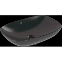 Villeroy & Boch Loop & Friends Aufsatzwaschbecken, rechteckig, 560x380x120mm, ohne Überlauf, ohne Hahnloch, 4A4901R7, Farbe: Pure Black CeramicPlus