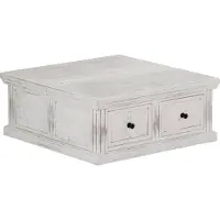 Syfax Couchtisch Weiß 70x70x30 cm Massivholz Mango