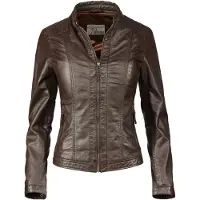 7ELEVEN Lederjacke "SEURSULA", Damen, Gr. 46, braun (dunkelbraun), Obermaterial: 100% Lammleder LEL. Futter: 100% Polyester PES. 100% Polyester PES., uni, slim fit, Jacken Lederjacke, mit Stehkragen