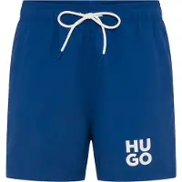 HUGO underwear Badehose "Paolo", Herren, Gr. L (52), N-Gr, blau (open blau 498), Web, Obermaterial: 100% Polyacryl, Badehosen Badehose, mit Stack-Logo, Tunnelzug