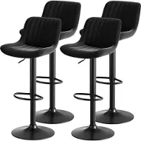 MODFU Barhocker 4er-Set,Drehstühle mit 360°-Schwenkfunktion,Bürostuhl mit höhenverstellbar Rückenlehne und Fußstütze,Samt,Schwarz